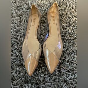 SCHUTZ Beige and Clear Flats